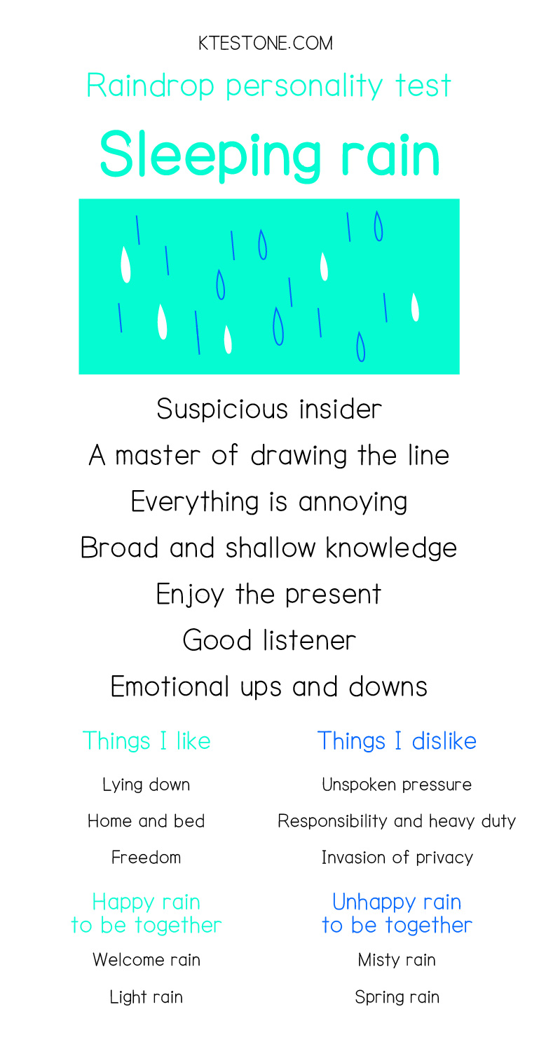 your raindrop personality is...sleeping rain