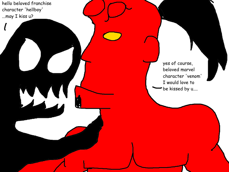 venom and hellboy kissing