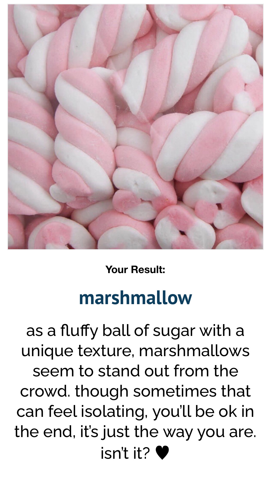 your flavor is marshmallow!